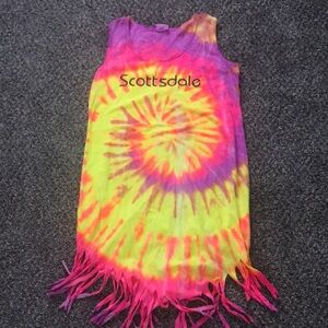 Destinations USA Pretty Tie-Dye Fringe Dress Large